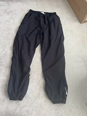 Vintage Reebok Pants Mens L Black Nylon 90s Track Warmup Lined Ankle Zips • $12.99