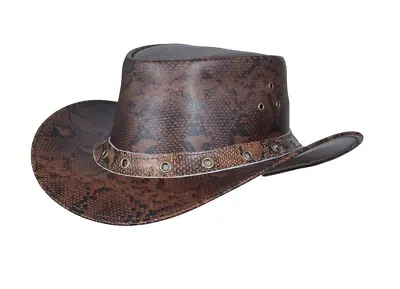 £17.99 • Buy Genuine Real Leather Western Australian Outback Cowboy Bush Hat Chin Strap S-2XL