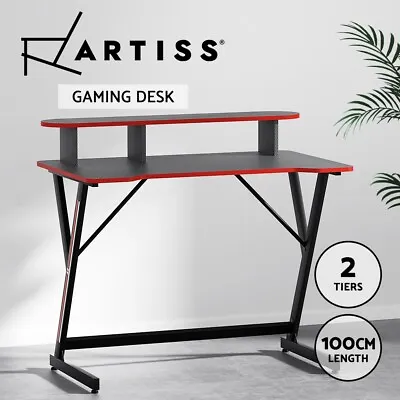 $139.95 • Buy Artiss Gaming Desk Computer Desks Table 2-Tiers Storage Study Home Ofiice 100CM