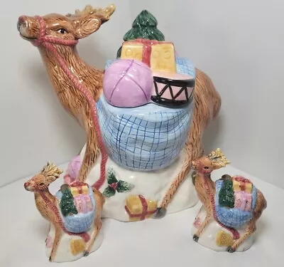 Vintage 90s The Seasons Collection Christmas Deer Salt Pepper Shakers Cookie Jar • $45.99