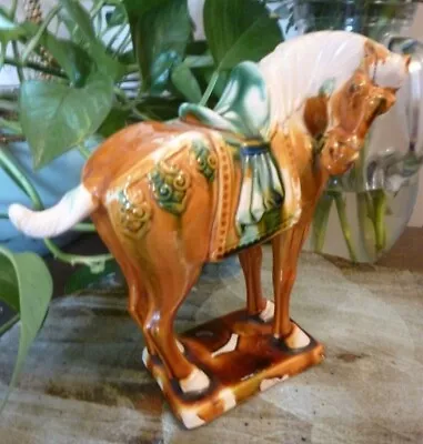 £45 • Buy Tang Dynasty Sancai Ceramic Replica Horse. Crackle Glaze Excellent Condition 
