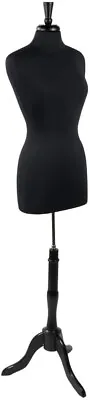 $100.95 • Buy Women's Dressmaker Form Seamstress Black Jersey Mannequin Size 8 Wood Base