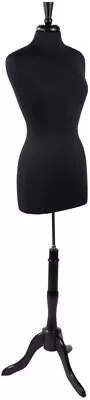 $100.95 • Buy Women's Dressmaker Form Seamstress Black Jersey Mannequin Size 8 Wood Base