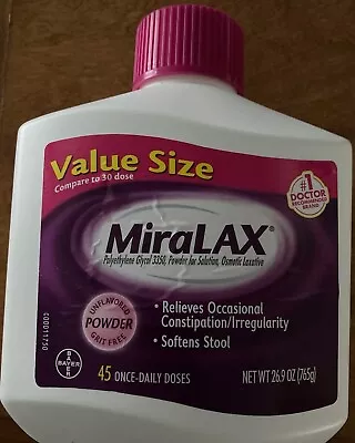 Miralax Gentle Constipation Relief Powder 45 Doses 26.9 Oz Brand New • $55