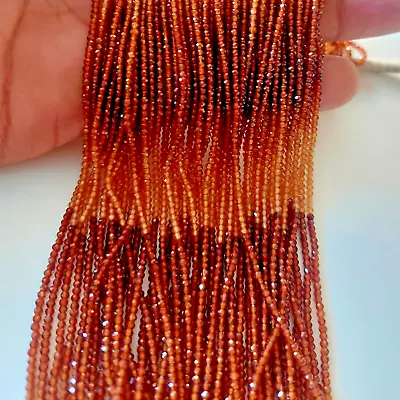 2m Orange Hessonite Garnet Gemstone Necklace Micro Faceted Round Loose Beads 15  • $25