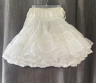 Square Dance White Petticoat Crinoline Slip Nylon Adjustable Elastic Buttonholes • $74.95