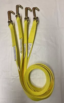 4 Mini J Hook Grade 70 Towing Trailer Wrecker Strap 2 X 8' Foot USA MADE YELLOW  • $69.66