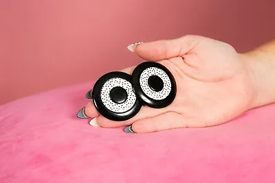 £28 • Buy Oversized 60s Vintage Black & White Spotted Retro Clip On Earrings - Mod Scooter