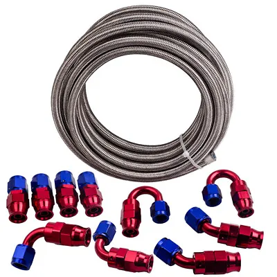 20FT AN6 Stainless Steel PTFE E85 Fuel Line Hose + Fitting Hose End Kit Swivel • $95