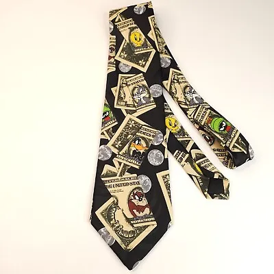 Vintage Looney Tunes Mens Tie 1997 Cash Money Mania Bugs Bunny  • $15