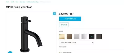 Crosswater Mpro Monobloc Basin Mixer Tap Matt Black (PRO110DNM) RRP £279 • £120