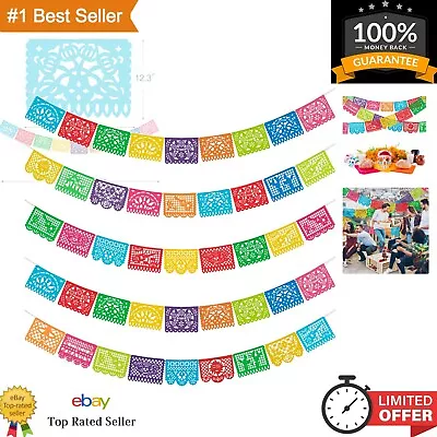 Mexican Party Banners - 5 Packs Papel Picado Banner Fiesta Decorations - 82 Ft • $24.99