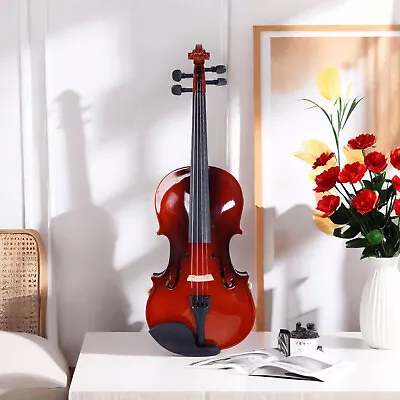 Natural Solid Wood Bright Surface 1/2 Acoustic Violin Set W/ Shoulder Rest Tuner • $56.99