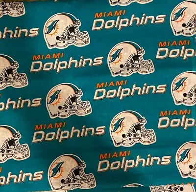 NFL Miami Dolphins (helmet Logo) Cotton Fabric By The Half Yard 18  X 58  • $7