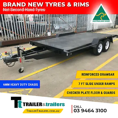 $3790 • Buy 16x6'6 TANDEM AXLE SEMI FLAT CAR CARRIER TRAILER SALE - 6MM CHASIS | NEW TYRES