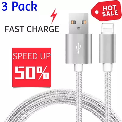 $9.99 • Buy 3 Pack 10 FT Charger Heavy Duty For IPhone 13 Pro 12 XS Max Cable Charging Cord