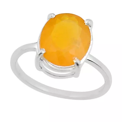 Handcrafted 4.81cts Faceted Natural Mexican Fire Opal Ring Size 7.5 Y25943 • £15.75