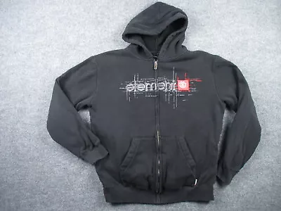 Y2K Element Hoodie Adult L Black Fleece Lined Waffle Skateboarding Grunge Mens • $29.25