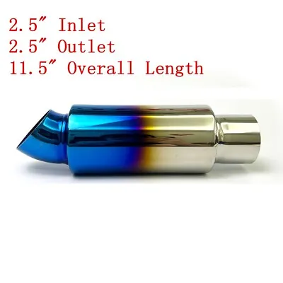 2.5  Inlet Outlet Burnt Blue Exhaust Resonator Muffler Pipe Curly Tip Stainless • $46.99