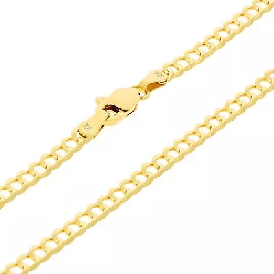 10K Solid Yellow Gold 3mm Cuban Curb Chain Link Necklace Mens Womens 16 - 30  • $283.98
