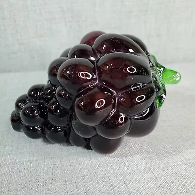 Glass Grapes With Leaves Murano Style Decorative Glass Figure 5  • $12