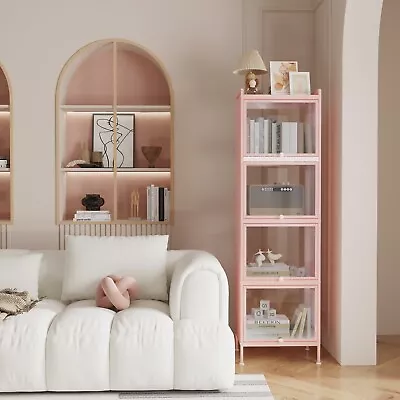 4-Door Steel Accent Cabinet With Drawer Pink Vintage Style • $76