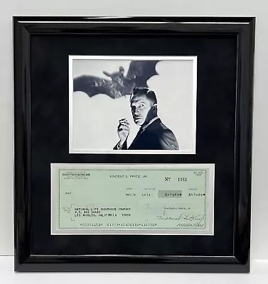 Vincent Price Signed Autographed Framed Check With Photo 13x15 • $389.99