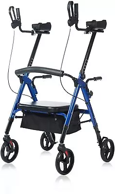 Heavy Duty Upright Rollator Walker Stand Up Medical Aid 4 Wheel Seat Back • $105.59