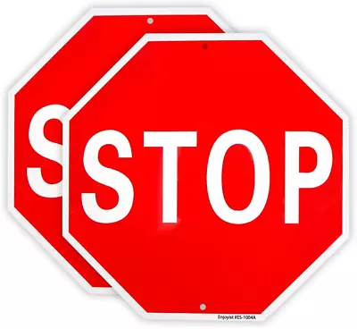 2-Pack Stop Sign Street Slow Warning Reflective Signs 12X 12 40 Mil R • $24.98