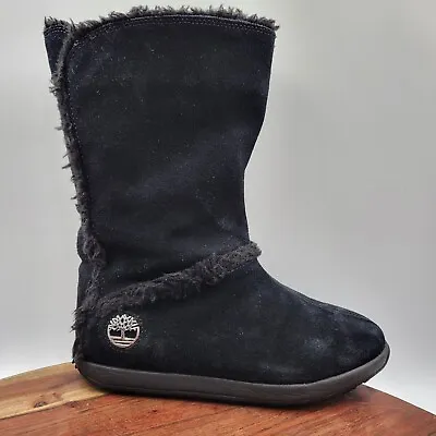 Timberland Mukluk Boots Women's 8 Black Suede Faux Fur Lined Winter Snow Pull On • $44.97
