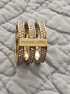 Michael Kors Triple Barrel Ring Gold Plated MKJ3780 - Size 7  • $31.99