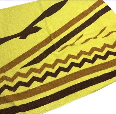 Vintage Beach Towel Retro Brown Yellow Bird Caravan Camping EUC Royale Hong Kong • $42.75