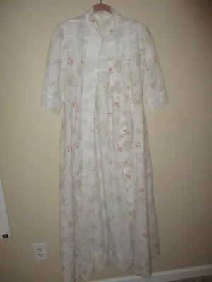 Vtg Mr Jac Jr Ivory Rose Lace Cottagecore Nightgown & Robe Peignoir Set Sz 9-11  • $84.99