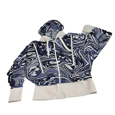 Adidas X Stella McCartney Hooded Jacket Womens Small Full Zip Blue Swirl Running • $34.88