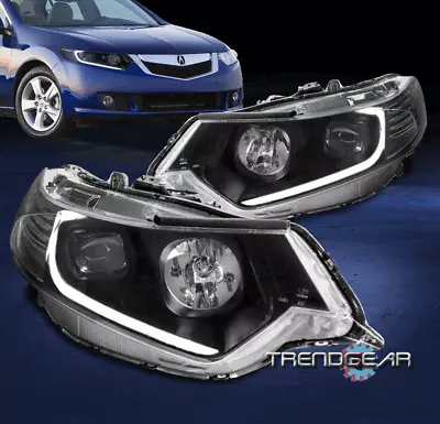 For 2009-2014 Acura Tsx [hid Model] Led Bar Projector Headlights Headlamp Black • $307.95