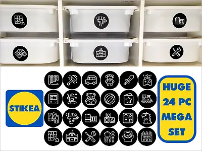 Toy Organisation Storage Vinyl Sticker Set Tubs Labels Decals Suit IKEA Trofast • £3.49