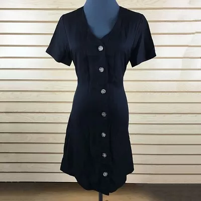 NWT Matty M Button Shirt Dress S Black Linen Blend Knee Length • $14.70