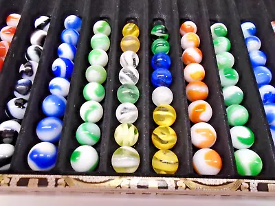 Vtg (80) Akro Agate Corkscrew Glass Marbles W/cigar Box! (16) Clear Base Snakes! • $69.99