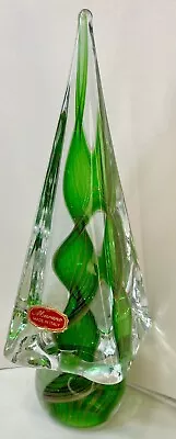 Murano Italy Venetian Glass Gold Oro & Green Swirl Pine Or Christmas  Tree • $275.75