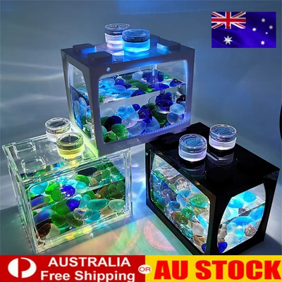$18.68 • Buy 7 Color Changing Mini Aquarium Fish Tank With LED Lamp Light Betta Fighting Fish