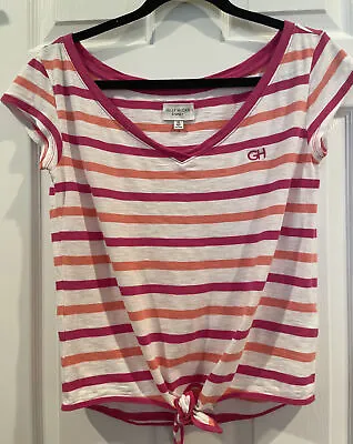 $10.90 • Buy Gilly Hicks Pink V-neck Striped T-shirt Tie Size XS