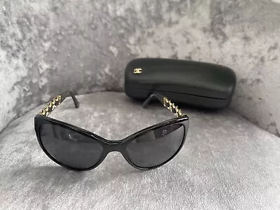 Chanel 5215 - Q Sunglasses Black And Gold Chain Cat Eye  • £150