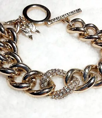 Victoria's Secret Chunky Gold Tone Angel Wings Chain Link Toggle Bracelet 8  • $12