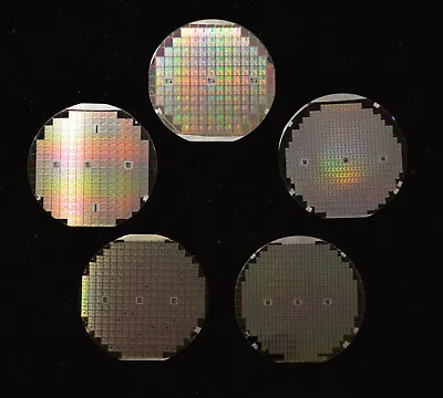Historic 1970s-1980s USA Silicon Wafers - Qty Of Five 4  Wafers Includes CPU • $52.50
