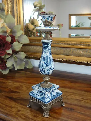 Luxury Candlestick Porcelain Bronze Candle Holder Candle Stand Antique Noble H:23 • £77.71
