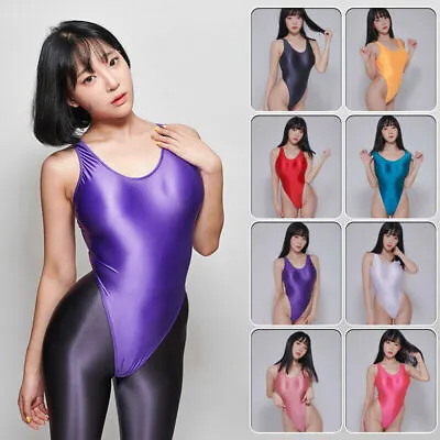 2022 LEOHEX Women's Shiny Sexy T-Back Swimsuit Glossy Swimwear One Piece Fitness • $21.29