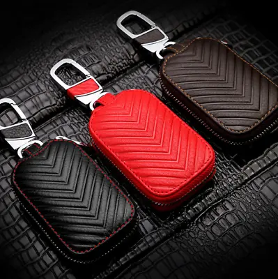Car Key Chain Bag Leather Smart Key Holder Cover Remote Fob Zipper Case • $5.10