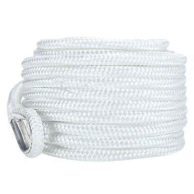 $52.99 • Buy 1/2 Inch X 100 Feet Double Braid Nylon Anchor Rope,Stainless Steel Thimble Hook