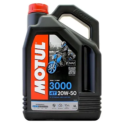 Motul 3000 4T 20w-50 20w50 4 Stroke EP Mineral Motorcycle Engine Oil 4 Litres 4L • £30.99