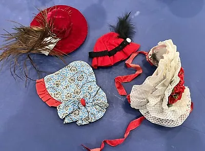 Antique Vintage Lot Doll Hats Bonnet And Quilt Piece • $19